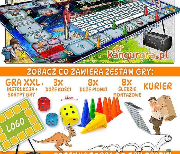 GRA XXL DZIECI BEZPIECZNE do skakania, nauki i zabawy od KangurGra.pl