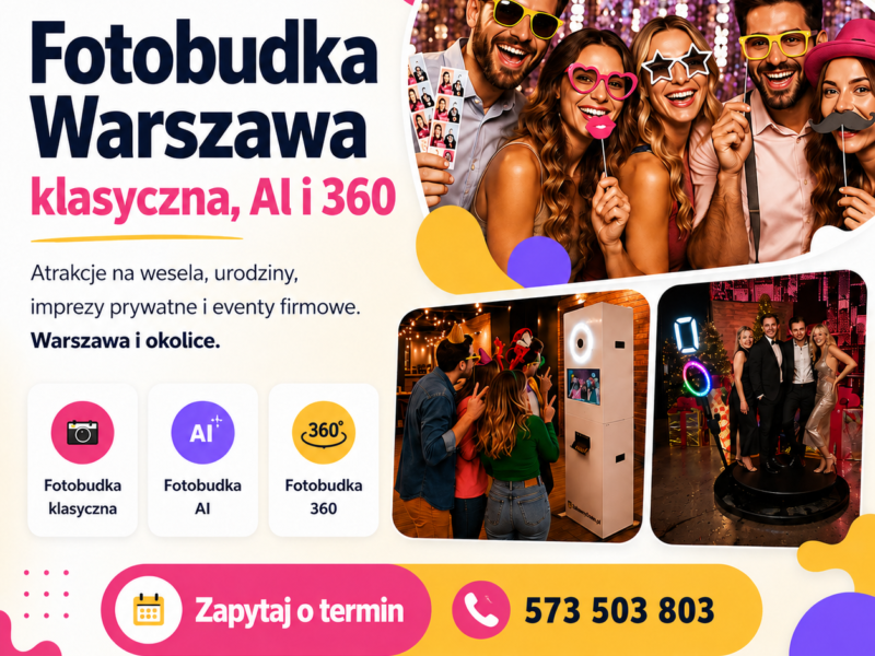 Fotobudka Warszawa i okolice - klasyczna, AI i 360!